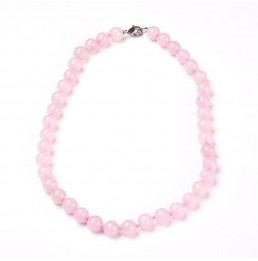 Quartz Rose AB 45cm Collier boule 10mm